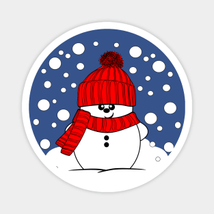 Cheeky Christmas Snowman with Red Hat and Scarf Magnet